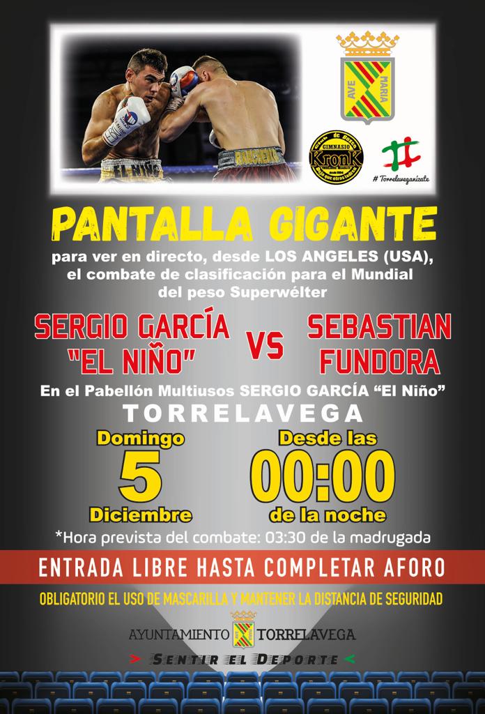 BOXEO: Pantalla gigante para ver a Sergio García el 5 de diciembre en Los Ángeles