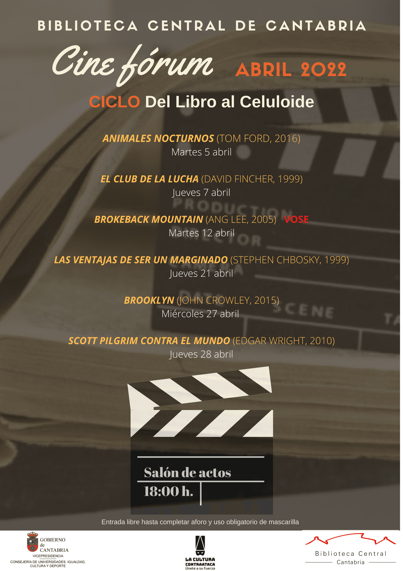 Cartelera Cine Fórum Del Libro al Celuloide – Abril 2022