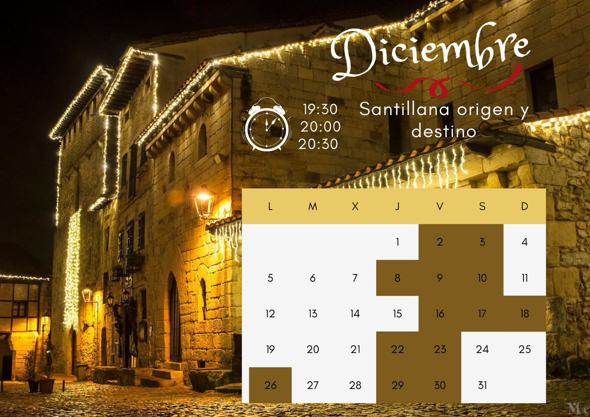 Calendario horarios video mapping Navidad de Santillana del Mar 2022
