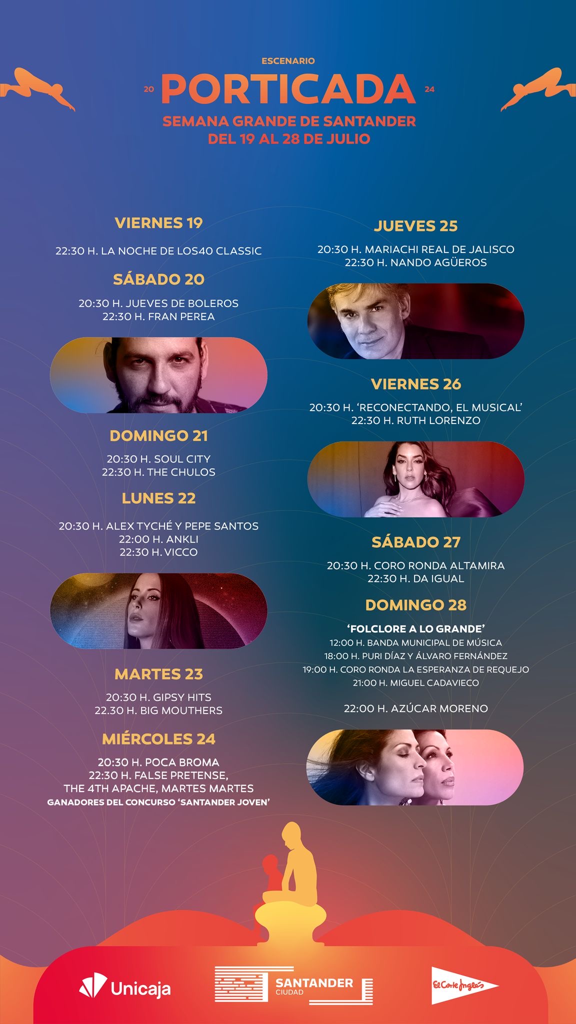 Conciertos gratuitos de la Plaza Porticada 2024 – Semana Grande de Santander