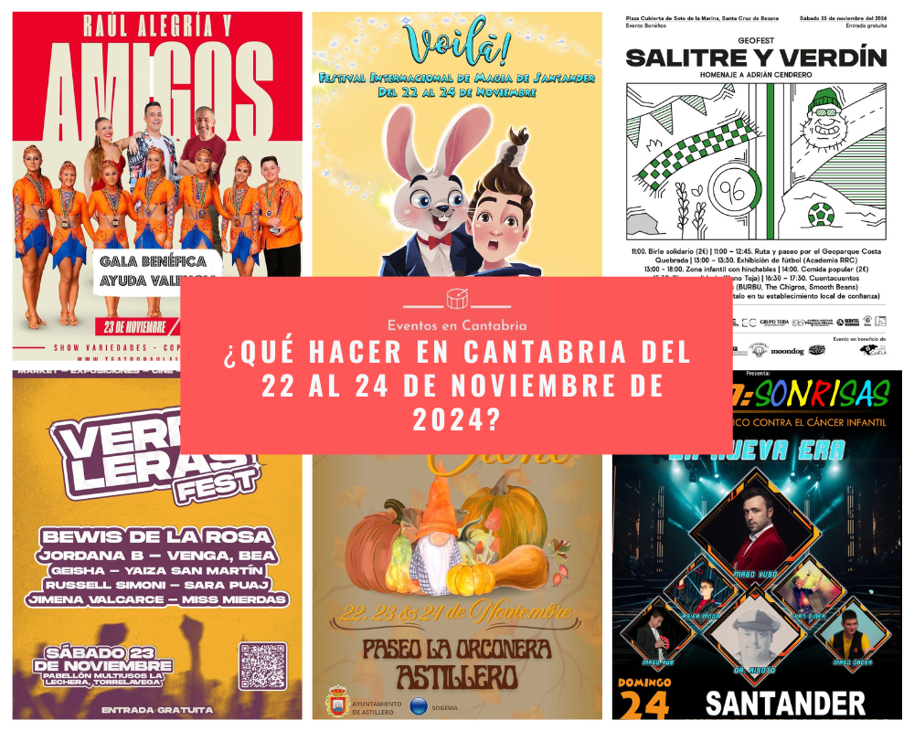 Qué hacer en Cantabria Agenda de eventos del 21 al 24 de noviembre de 2024, incluyendo actividades como magia, festivales, conciertos benéficos, y rutas culturales. Descubre qué hacer en Cantabria este fin de semana.