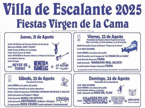 Fiestas de la Virgen de la Cama 2025 en Escalante